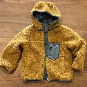 Patagonia Brown Fleece Jacket with Hood Reversible